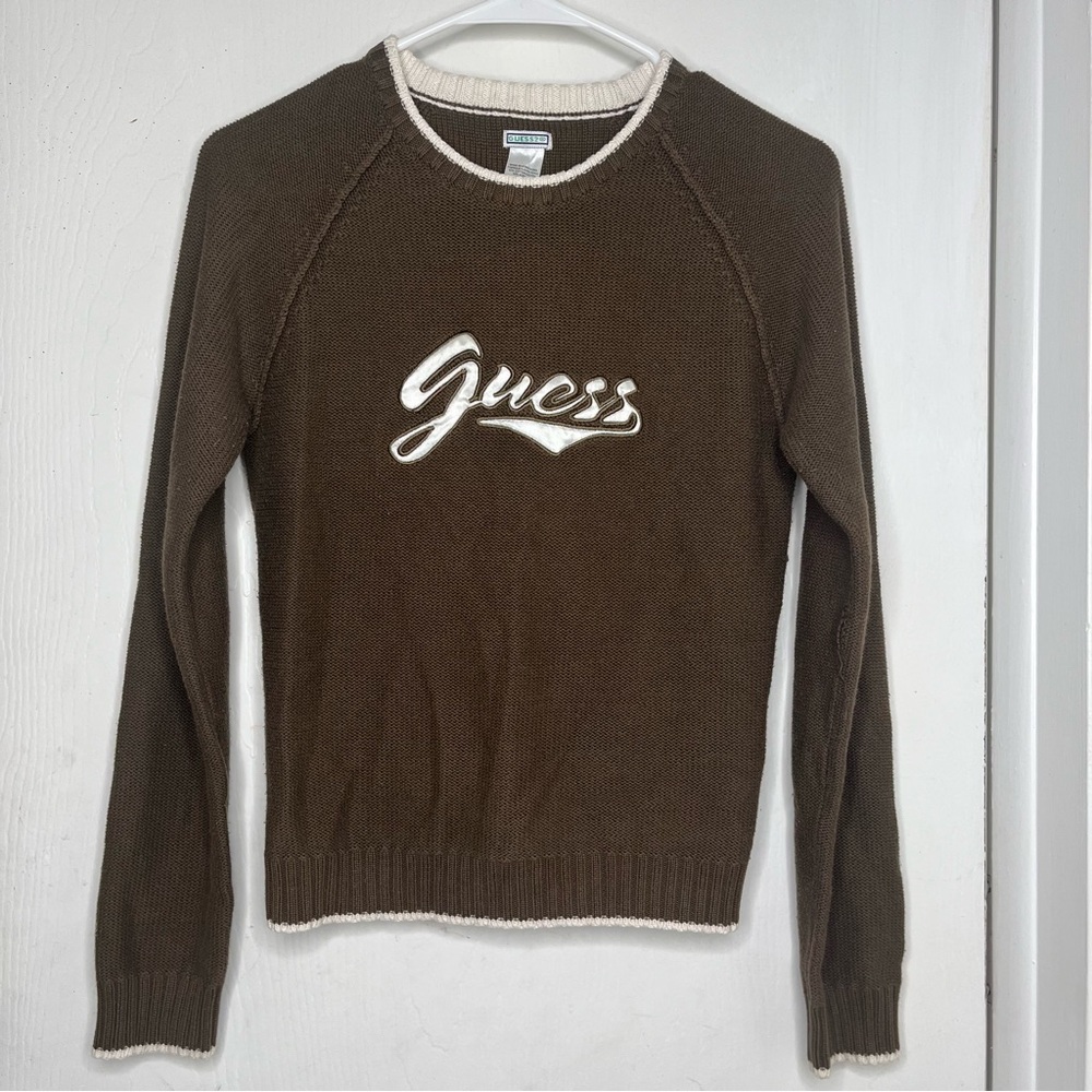 Guess Women's Chocolate Brown Crew Neck Sweater